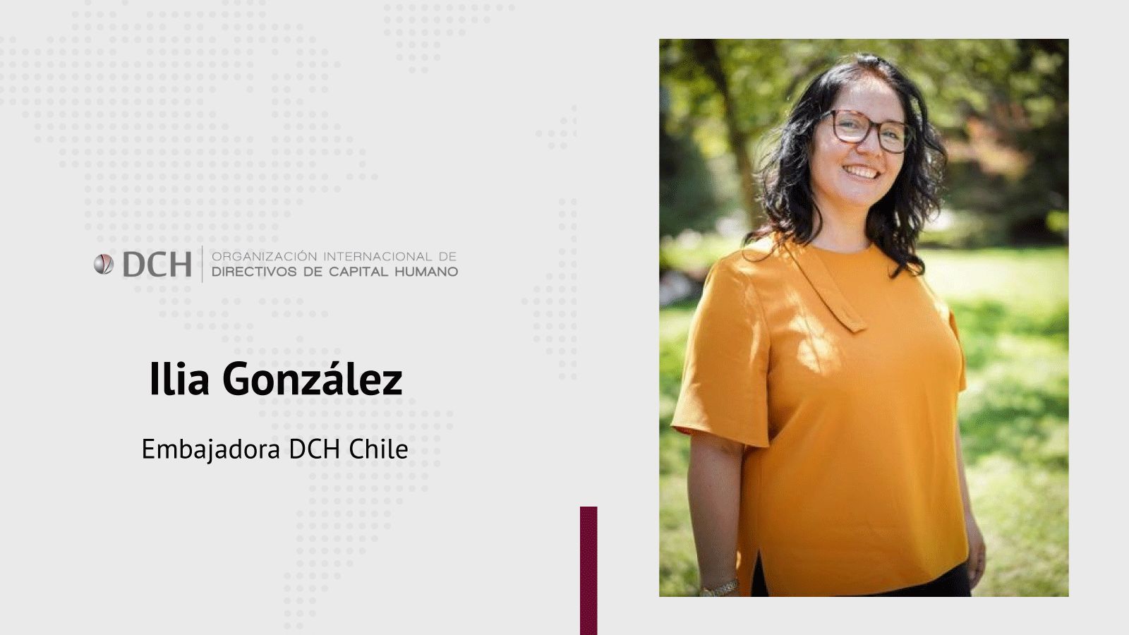 <code>Nombramientos:</code> Ilia González, nueva embajadora de DCH Chile Banner Ilia gonzalez 3 10